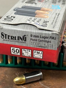 lot 40 image: (50) Rounds Sterling 9mm-Luger 115grain FMJ