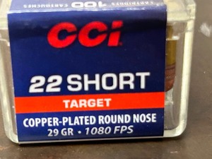lot 98 image: (100) Rounds CCI .22-Short 29grain CPRN Target