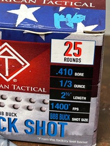 lot 141 image: (25) Rounds American Tactical .410-Gauge 2.5 BBB-Buckshot, 13oz