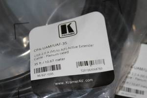 lot 32 image: Lot of 7 - New - Kramer Commercial Plenum Rated USB Active Extender Cables - Model CPA-UAMUAF-35