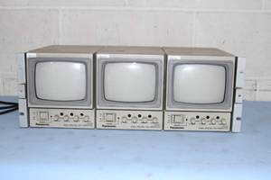 lot 41 image: Panasonic WV-BM500 Tube  CRT Security  Surveillance Monitors (Qty. 3) in Rack Mount