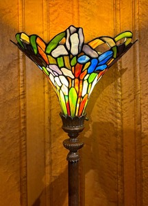 lot 15 image: Colorful Stained Glass Floor Lamp