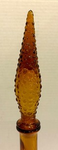 lot 17 image: Mid Century Amber Empoli Genie Decanter Glass Bottle