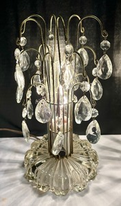 lot 121 image: Pair of Antique Crystal and Glass Table Lamps