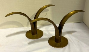 lot 141 image: Two Pairs of Vintage Brass Candle Holders