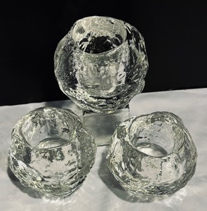 lot 152 image: Three Orrefors Crystal Snowball Votive Candle Holders