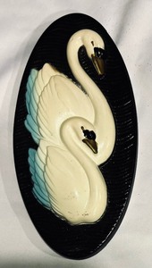 lot 252 image: Pair of Vintage Miller Studios Chalkware Swan Plaques