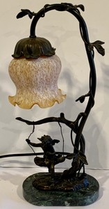 lot 81 image: Cherub on Swing Tulip Table Lamp