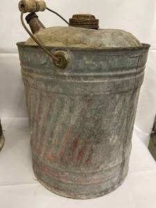 lot 327 image: Two Vintage Metal Deco Gas Cans with Wooden Handles
