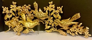lot 224 image: 1960s Syroco MCM Gilded Floral Dogwood and Birds Wall Art