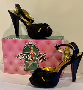 lot 230 image: Two Pairs of Satin Pin Up Couture High Heel Shoes
