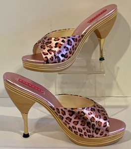 lot 231 image: Bordello Pink Leopard High Heel Shoes