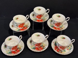 lot 269 image: Set of Six Royal Albert Poinsettia Teacups and Saucers