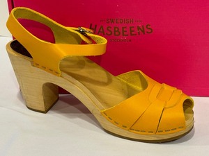 lot 265 image: Hasbleens Peep Toe Warm Yellow Clog Sandals