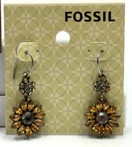 lot 252A image: New Pair of Lucky Brand Owl Dangle Earrings & New Pair of Fossil Floral Earrings