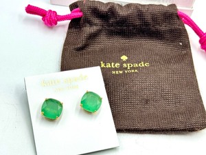 lot 253A image: New Pair of Kate Spade Emerald Colored Cubic Zirconia Square Stud Earrings