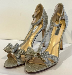 lot 394 image: Inc International Concepts Reesie Rhinestone Heels Champagne Bow - NEW