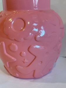 lot 375 image: Vintage Hazel Atlas Pink Gingerbread Glass Cookie Jar