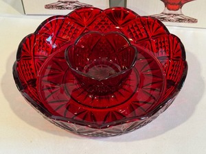 lot 254 image: Pair of Shannon Crystal Dublin Crystal Footed Hurricane Candle Holders and Snack Bowl Set