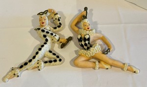 lot 295 image: Pair of Mid Century 1950s Ballet Masquerade Universal Statuary Chalkware Wall Plaques