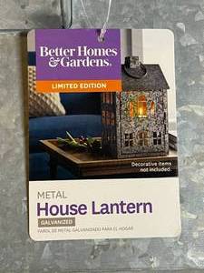 lot 364 image: Pair of House Shaped Better Homes and Gardens Galvanized Lanterns