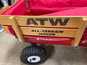 lot 371 image: Radio Flyer All Terrain Wagon with Wooden Rails