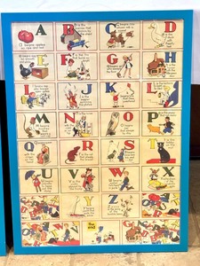 lot 68 image: Set of Two Fun Vintage ABCs Posters, Framed