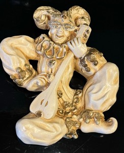 lot 56 image: Harlequin Jesters Chalkware Mid Century Wall Plaques, Set of Two