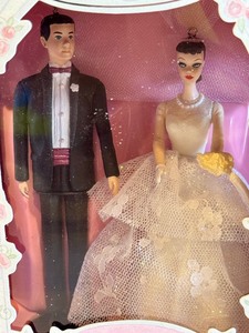 lot 221 image: Barbie and Ken Keepsake Wedding Day Ornament Set of Two - New