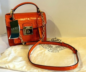 lot 399 image: Lauren Ralph Lauren Mini Crock Embossed Becket Handbag, NWT