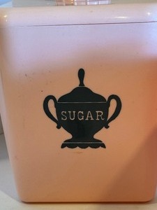 lot 439 image: MCM Retro Kitchen Canisters, Set of Three, Burroughs Mfg Corp