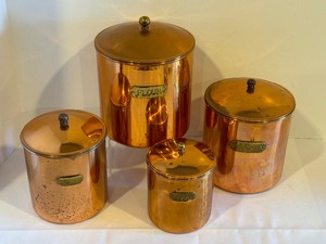 lot 297A image: Four Piece Vintage Copper Canister Set