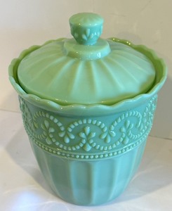 lot 442 image: The Pioneer Woman Glass Jadeite Timeless Beauty Cookie Jar