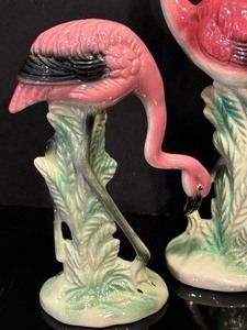 lot 157 image: Pair of Vintage Ceramic Flamingo Figurines