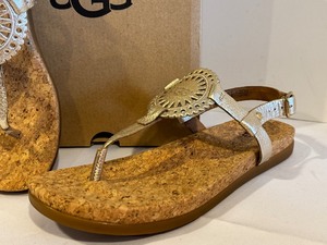 lot 405A image: Pair of UGG AydenII Metallic Gold Sandals