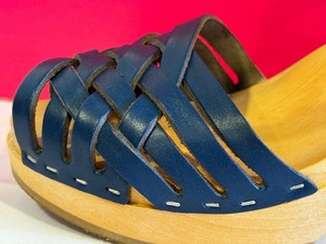 lot 463 image: Pair of Hasbleen Braided Sky Blue Clogs - New
