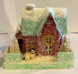 lot 496 image: Trio of Glittery Paper Village Houses