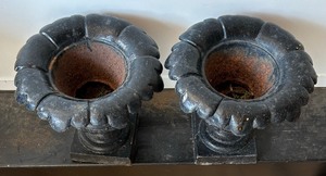 lot 507 image: Two Black Cast Iron Planters