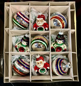 lot 519 image: Christopher Radko Retro Inspired Shiny Brite Glass Ornaments