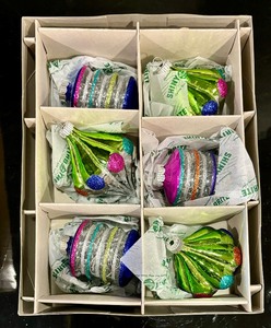 lot 523 image: Colorful Christopher Radko Retro Inspired Shiny Brite Ornaments