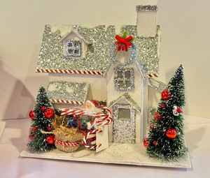 lot 527 image: (3) Pottery Barn Kids Lighted Christmas Houses