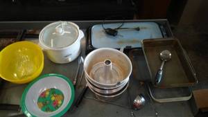 lot 618 image: Kitchen Misc. Electric Griddle, Angel Food cake Pans, Crock Pot And More.