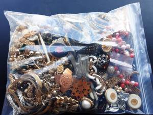 lot 2 image: Bulk Lot Of Costume Jewelry In 2 Gallon Storage Bag Approx. 10 Lbs.