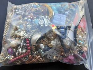 lot 7 image: Bulk Lot Of Costume Jewelry In 2 Gallon Storage Bag Approx. 10 Lbs.