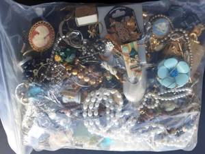 lot 11 image: Bulk Lot Of Costume Jewelry In 2 Gallon Storage Bag Approx. 10 Lbs.