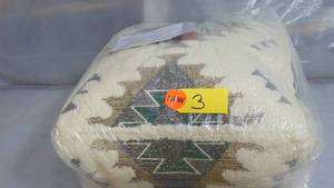 Steve Silver Living Room Lyssa Jacquard Fabric Printed Pouf LS240P   24W x 24D x 10H  Light weight