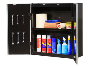 Ready-to-Assemble 24-Gauge Steel Wall Mounted Garage Cabinet in Black (28 in. W x 29 in. H x 12 in. D) Model # G2802W-US UPC Code # 6930849600038
