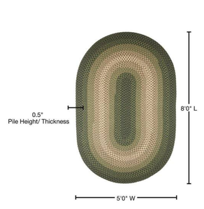 Rhody Rug Pioneer Green Multi 5 ft. x 8 ft. Oval IndoorOutdoor Braided Area Rug Model # PI22R060X096 UPC Code #  817671012030
