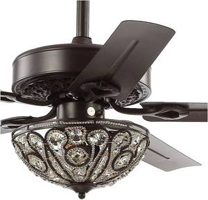 JONATHAN Y JYL9704A Ali 48 3-Light Wrought Iron LED Ceiling Fan with Remote, Classic, Glam, Traditional, Transitional, Office, Living Room, Family Room, Dining Room, Bedroom, Oil Rubbed Bronze