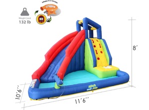 My First Waterslide Splash and Slide Easy Assembly My First Splash n Slide combines the fun of climbing sliding and water play for your kids. Add water play by simply connecting a hose to the sprayers.